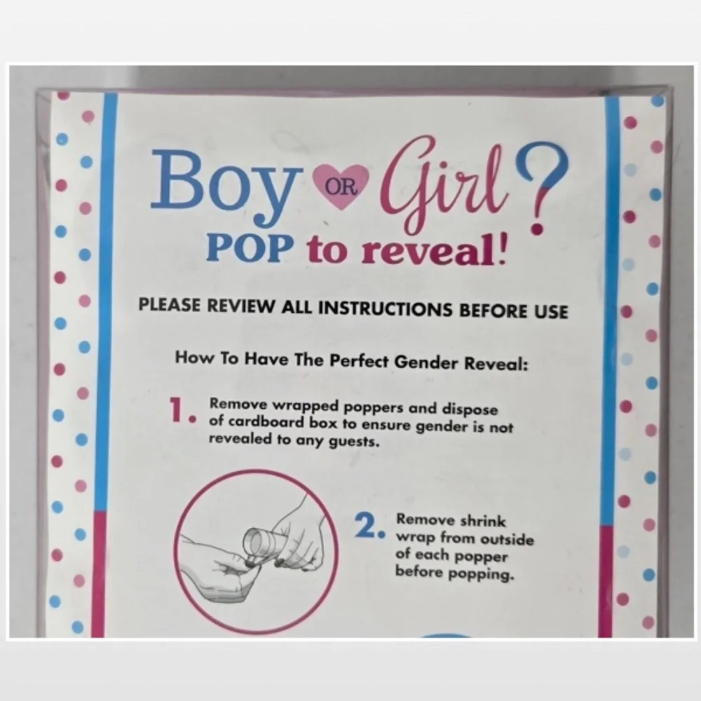 New Amscan Gender Reveal Baby Party Confetti Poppers 12 Pieces Girl Pink NWT